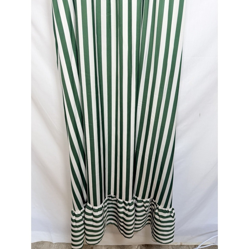 Summersalt Silky Luxe Smocked Maxi Dress Green White Stripe Tie Shoulder L - Picture 5 of 13